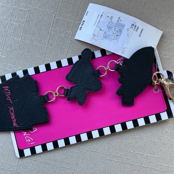 Betsey Johnson Keys Holder Sparkling Sequins Fries Heart Eye Key Chain - Picture 5 of 6